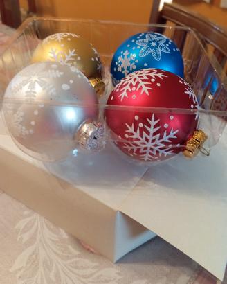 scatola con 4 palline albero di Natale  in vetro 