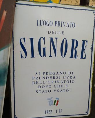 Cartello  Bagno 1922 Duce  per donne
