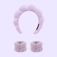 Cerchietto e polsini in spugna per Skincare -Lilla