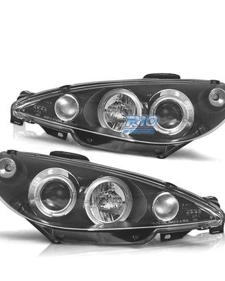 FARI PEUGEOT 206 98-08 ANGEL EYES SFONDO NERO H4