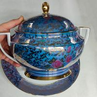 Zuppiera vintage porcellana Bavaria cobalto e Oro
