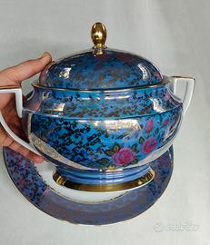 Zuppiera vintage porcellana Bavaria cobalto e Oro