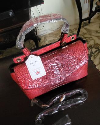 Borsa rossa martellata nova con cartellino