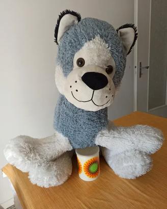 Peluche grande cane lupo husky