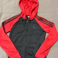 Felpa Adidas grigia rosso acceso Taglia M bambino