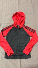Felpa Adidas grigia rosso acceso Taglia M bambino