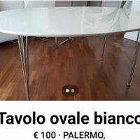 Tavolo ovale bianco lucido 