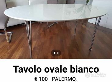 Tavolo ovale bianco lucido 