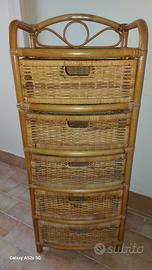 Cassettiera in Bambu e Vimini 