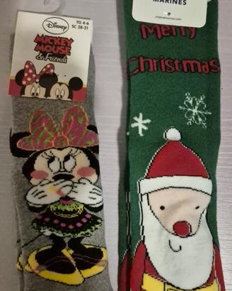 NUOVO - calzini antiscivolo natale e minnie disney