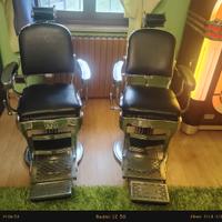 Poltrone da barbiere Vintage in ottone nikelato 