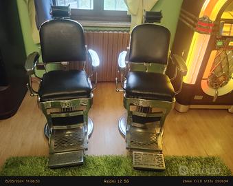 Poltrone da barbiere Vintage in ottone nikelato 