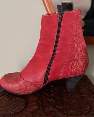 Tronchetti  in pelle donna color corallo