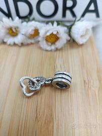 charm pandora cuori intrecciati pendente argento s