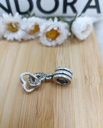 charm pandora cuori intrecciati pendente argento s