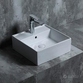 Lavabo in ceramica bianca -Forma quadrata 40x40x15