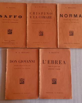 5 Libretti d'Opera Lirica Ediz. Barion + 1 Omaggio