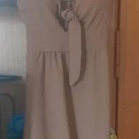 Vestito Donna Beige con Nodo