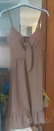 Vestito Donna Beige con Nodo