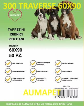 300 tappetini igienici  60 x 90 cani  traverse 