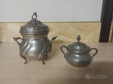 Coppia di Zuccheriere Vintage in Peltro 95%