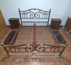 Letto matrimoniale in ottone + reti