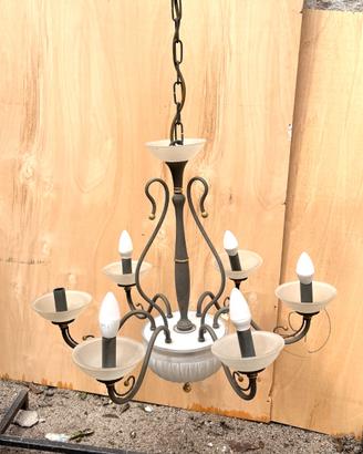 Lampadario a 6 luci in ferro battuto