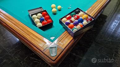 biliardo Mari sei buche con stecchiera e lampade