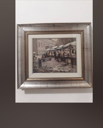 Quadro a olio di Enrico Boggione "piazza Carlina"