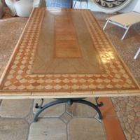 Tavolo con Mosaico in Cotto e Marmo Italiano