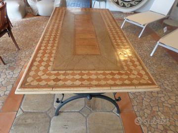 Tavolo con Mosaico in Cotto e Marmo Italiano