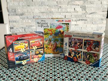 3 puzzle con personaggi Disney e Marvel (3+ anni).