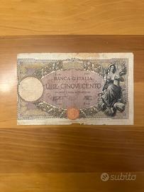 Vecchia banconota da 500 lire tipo mietitrice