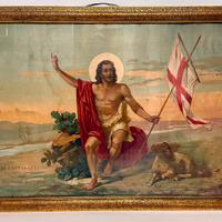 Stampa antica  immagine sacra con cornice