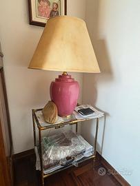 Tavolino e Lampada Vintage in Ottone e Vetro ’70