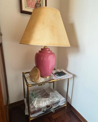 Tavolino e Lampada Vintage in Ottone e Vetro ’70