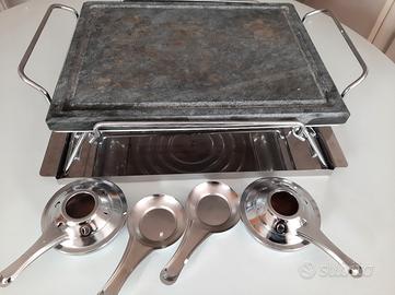 Kit grill piastra pietra ollare con fornellini