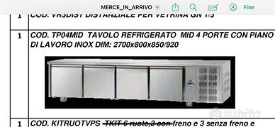 Tavolo da lavoro in acciaio inox 4 porte