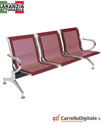 Sedie da attesa in acciaio colore rosso 3 posti