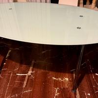 Tavolo scrivania ovale in vetro