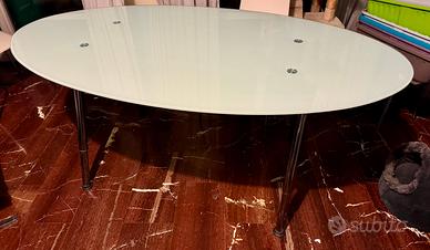 Tavolo scrivania ovale in vetro