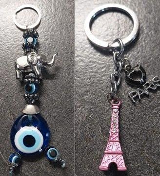 2 Portachiavi SabelAX Elefante e Torre Eiffel Char
