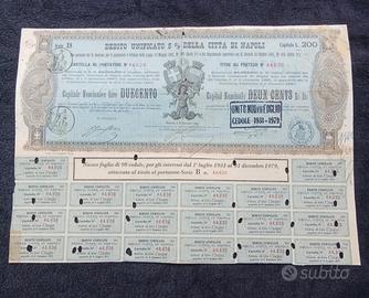 Regno D’Italia Debito 5% Unificato Citta' diNapoli