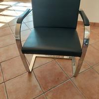 Sedia Brno in Pelle Blu, Design Mies van der Rohe
