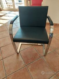 Sedia Brno in Pelle Blu, Design Mies van der Rohe