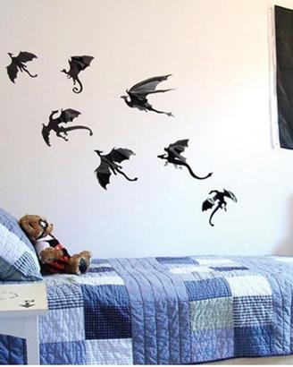 Adesivo 7 pz Draghi gotici Wall Sticker Game of Th