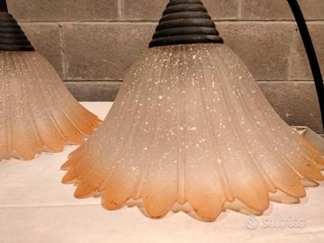 2 Lampadari bianchi e ocra opaline