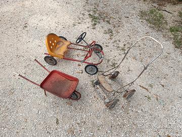 giochi vintage carriola auto a pedali 