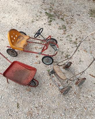 giochi vintage carriola auto a pedali 