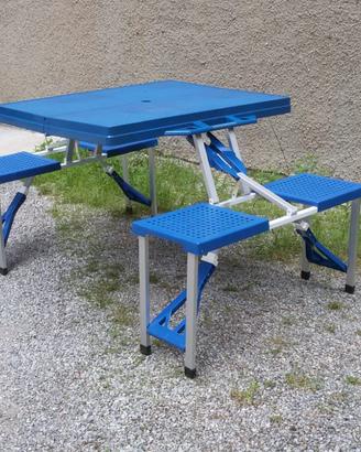 Tavolo da campeggio richiudibile con 4 sedie